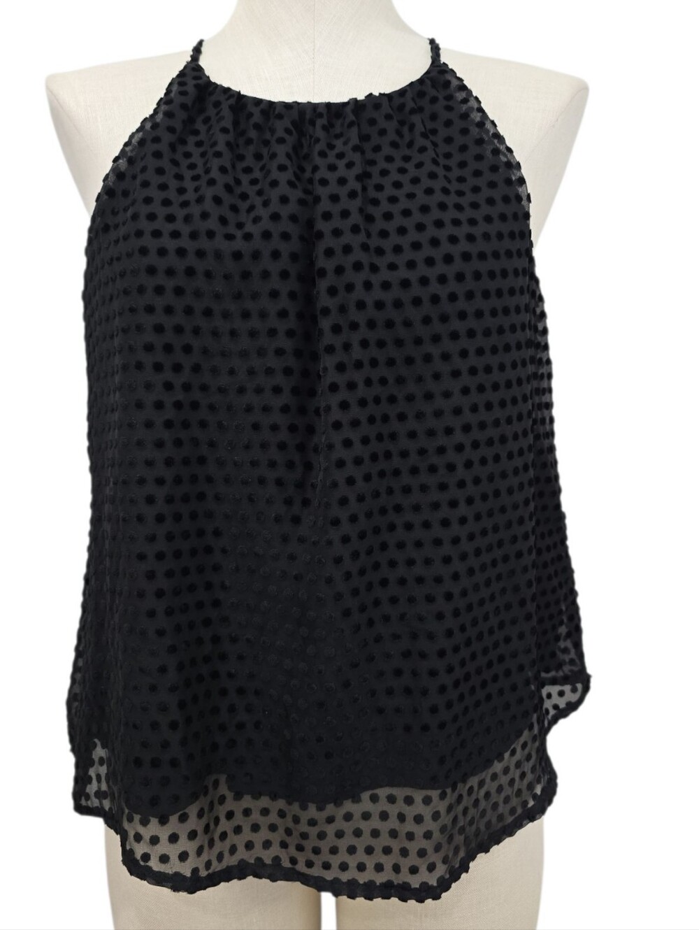 Allison Joy Evereve Black Velour Dot Tank Top Sz XS Lined NWT Lightweight